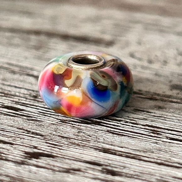 Summersday Artisan Trollbeads Style Trollstone Happy Colors Glitter Leaf NEW - Picture 10 of 10